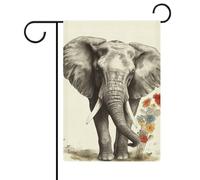 Drapeau de jardin de 32,6 x 47,6 cm - Double face - Éléphant de bienvenue - Décoration saisonnière - Petit drapeau de jardin pour extérieur, terrasse, pelouse, porche, décoration de ferme