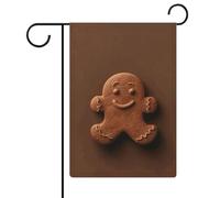 Drapeau de jardin de 32,6 x 47,6 cm double face en forme de tête de pain d'épices - Drapeaux de bienvenue décoratifs saisonniers pour cour extérieure - Petits drapeaux de jardin pour extérieur