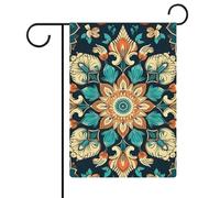 Drapeau de jardin de 32,6 x 47,6 cm double face vintage à fleurs mandala, drapeaux de bienvenue, drapeaux de bienvenue saisonniers, drapeau de cour, drapeau de jardin, petit drapeau de jardin pour