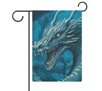 Drapeau de jardin de 32,6 x 47,6 cm - Dragon bleu froid - Drapeaux de bienvenue décoratifs saisonniers pour cour extérieure - Petits drapeaux de jardin pour extérieur, terrasse, pelouse, porche