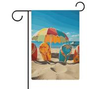 Drapeau de jardin de 32,6 x 47,6 cm - Tongs colorées double face - Motif boule de plage - Drapeaux de bienvenue décoratifs saisonniers pour cour extérieure - Petits drapeaux de jardin pour extérieur