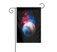 Drapeau de jardin de baseball avec fumée rouge et bleue - 30 x 45 cm - Double face - Décoration extérieure de ferme