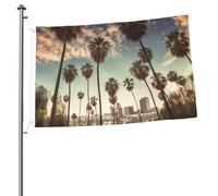 Drapeau de jardin de bienvenue 6 x 0,9 m double face avec palmiers de Los Angeles pour extérieur, décoration de cour, intérieur et extérieur, drapeaux de vacances pour toutes les saisons