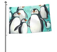 Drapeau de jardin de bienvenue 6 x 0,9 m double face avec pingouins mignons pour extérieur, décoration intérieure, extérieur, vacances, drapeaux pour toutes les saisons