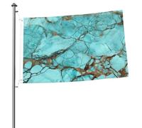 Drapeau de jardin de bienvenue 6 x 0,9 m double face en marbre turquoise pour extérieur décoratif drapeau de cour intérieur extérieur drapeaux de vacances pour toutes les saisons
