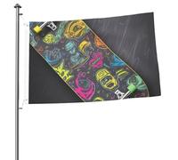 Drapeau de jardin de bienvenue 6 x 0,9 m double face Graffiti Skateboard Drapeaux pour extérieur Maison Drapeau décoratif Drapeau de cour Drapeaux d'intérieur et d'extérieur Drapeaux de vacances pour