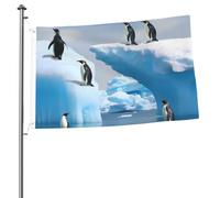 Drapeau de jardin de bienvenue 6 x 0,9 m - Double face - Pingouins sur l'iceberg - Drapeaux décoratifs pour intérieur et extérieur - Pour toutes les saisons