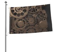 Drapeau de jardin de bienvenue 6 x 91 cm double face Steampunk Engrenages mécaniques Drapeaux pour extérieur Décoration de cour Intérieur Extérieur Drapeaux de vacances pour toutes les saisons