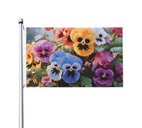 Drapeau de jardin de bienvenue avec fleurs de pensée - 91 x 152 cm - Double face - Ne se décolore pas - Bannière extérieure en laiton - Décoration pour cour, porche, pelouse