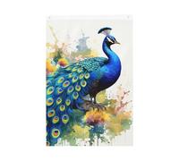 Drapeau de jardin de bienvenue avec peinture à l'aquarelle paon, 61 x 91 cm, double face, ne se décolore pas, pour maison, cour, porche, pelouse, décoration extérieure