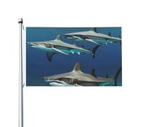 Drapeau de jardin de bienvenue avec requins marteaux - 0,9 x 1,5 m - Double face - Ne se décolore pas - Bannière d'extérieur en laiton pour cour, porche, pelouse
