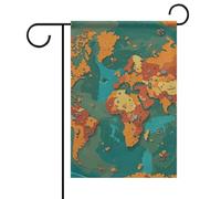 Drapeau de jardin de bienvenue, carte du monde rouille, drapeau de jardin floral printemps-été 12 x 18 pouces, drapeaux de décoration extérieure double face pour ferme printemps-hiver, résistant à l