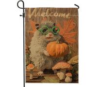 Drapeau de jardin de bienvenue d'automne et d'automne - Jolie bannière de décoration d'intérieur en toile de jute double face pour Thanksgiving - 30,5 x 45,7 cm