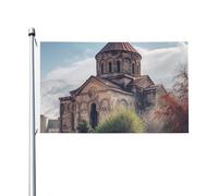 Drapeau de jardin de bienvenue de l'église arménienne - 91 x 152 cm - Double face - Ne se décolore pas - Bannière extérieure en laiton - Décoration pour cour, porche, pelouse