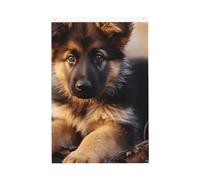 Drapeau de jardin de bienvenue en forme de chiot berger allemand 61 x 91 cm - Ne se décolore pas - Double face - Bannière d'extérieur pour cour, porche, pelouse