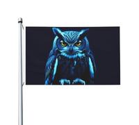 Drapeau de jardin de bienvenue en forme de chouette bleue - 90 x 150 cm - Ne se décolore pas - Double face - Pour maison, cour, porche, pelouse