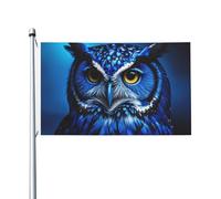 Drapeau de jardin de bienvenue en forme de chouette bleue - 90 x 150 cm - Ne se décolore pas - Double face - Pour maison, cour, porche, pelouse