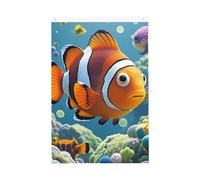Drapeau de jardin de bienvenue en forme de poisson clown de dessin animé, 0,6 x 0,9 m, ne se décolore pas, drapeau double face pour maison, cour, porche, pelouse