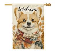 Drapeau de jardin de bienvenue en forme de renard d'automne - Bannière double face en toile de jute - Décoration de pelouse - 71 x 101 cm