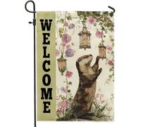 Drapeau de jardin de bienvenue, lanterne d'art floral, bannière de cour, bannière double face en toile de jute 30,5 x 45,7 cm