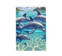 Drapeau de jardin de bienvenue motif dauphins Art - 61 x 91 cm - Ne se décolore pas - Double face - Bannière d'extérieur pour cour, porche, pelouse
