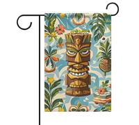 Drapeau de jardin de bienvenue, motif vintage Aloha Tiki, motif floral printemps-été, 30,5 x 45,7 cm, double face, décoration extérieure pour ferme printemps-hiver, résistant à la décoloration, inst