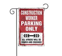 Drapeau de jardin de bienvenue, ouvrier de construction, parking uniquement, drapeau de jardin d'été, drapeaux de jardin pour l'été