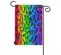 Drapeau de jardin de bienvenue papillons arc-en-ciel, ailes d'oiseaux Morpho d'animaux colorés Neon Wildlife Farmhouse Garden Flags 12x18 Inch Yard Flag Banner Porch Flags For Patio Lawn Villa Park