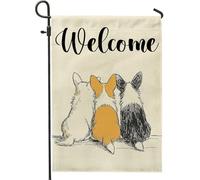 Drapeau de jardin de bienvenue pour chien Corgi, décoration extérieure, bannière de bienvenue saisonnière pour pelouse et cour, décoration de vacances sur le thème des animaux mignons, 30,5 x 45,7 cm