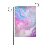 Drapeau de jardin de bienvenue pour extérieur de petite cour, 30,5 x 45,7 cm, double face, résistant aux intempéries, drapeau vertical en marbre bleu pastel violet pour ferme, extérieur, pelouse