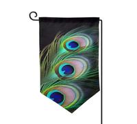 Drapeau de jardin de bienvenue pour extérieur de petite cour, 31,8 x 45,7 cm, double face, résistant aux intempéries, drapeau vertical en plumes de paon vertes pour ferme, extérieur, pelouse, terrasse