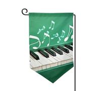 Drapeau de jardin de bienvenue pour extérieur de petite cour, 31,8 x 45,7 cm, double face, résistant aux intempéries, drapeau de maison vert et blanc, touches de piano verticales, pour ferme