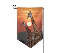 Drapeau de jardin de bienvenue pour extérieur de petite cour, 31,8 x 45,7 cm, double face, résistant aux intempéries, drapeau de maison girafe au coucher du soleil, drapeaux verticaux pour ferme