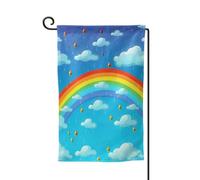 Drapeau de jardin de bienvenue pour extérieur de petite cour, 31,8 x 45,7 cm, double face, résistant aux intempéries, drapeau de maison, nuages arc-en-ciel, gouttes de pluie, drapeaux verticaux pour