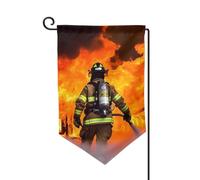 Drapeau de jardin de bienvenue pour extérieur de petite cour, 31,8 x 45,7 cm, double face, résistant aux intempéries, drapeau de maison, pompier, flamme, drapeau vertical pour ferme, extérieur