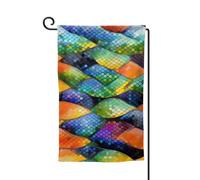 Drapeau de jardin de bienvenue pour extérieur de petite cour, 31,8 x 45,7 cm, double face, résistant aux intempéries, drapeau vertical en écailles de poisson arc-en-ciel pour ferme, extérieur, pelouse