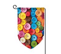 Drapeau de jardin de bienvenue pour extérieur de petite cour, 31,8 x 45,7 cm, double face, résistant aux intempéries, boutons colorés, drapeaux verticaux pour ferme, extérieur, pelouse, terrasse