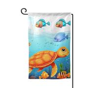 Drapeau de jardin de bienvenue pour extérieur de petite cour, 31,8 x 45,7 cm, double face, résistant aux intempéries, drapeau vertical tortue et poisson pour ferme, extérieur, pelouse, terrasse