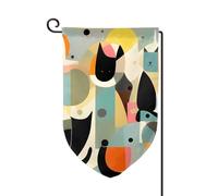 Drapeau de jardin de bienvenue pour extérieur de petite cour, 31,8 x 45,7 cm, double face, résistant aux intempéries, drapeau vertical du milieu du siècle, art moderne en forme de chat pour ferme