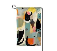 Drapeau de jardin de bienvenue pour extérieur de petite cour, 31,8 x 45,7 cm, double face, résistant aux intempéries, drapeau vertical du milieu du siècle, art moderne en forme de chat pour ferme