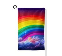 Drapeau de jardin de bienvenue pour extérieur de petite cour, 31,8 x 45,7 cm, double face, résistant aux intempéries, drapeau vertical arc-en-ciel pour ferme, extérieur, pelouse, terrasse