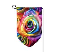 Drapeau de jardin de bienvenue pour extérieur de petite cour, 31,8 x 45,7 cm, double face, résistant aux intempéries, drapeau vertical rose arc-en-ciel pour ferme, extérieur, pelouse, terrasse