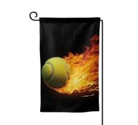Drapeau de jardin de bienvenue pour extérieur de petite cour, 31,8 x 45,7 cm, double face, résistant aux intempéries, drapeau de maison, drapeau de maison brûlant des images de tennis, drapeaux