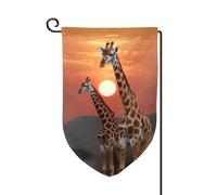 Drapeau de jardin de bienvenue pour extérieur de petite cour, 31,8 x 45,7 cm, double face, résistant aux intempéries, drapeau de maison girafe au coucher du soleil, drapeaux verticaux pour ferme