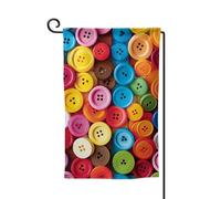 Drapeau de jardin de bienvenue pour extérieur de petite cour, 31,8 x 45,7 cm, double face, résistant aux intempéries, boutons colorés, drapeaux verticaux pour ferme, extérieur, pelouse, terrasse