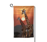 Drapeau de jardin de bienvenue pour extérieur de petite cour, 31,8 x 45,7 cm, double face, résistant aux intempéries, drapeau de maison girafe au coucher du soleil, drapeaux verticaux pour ferme