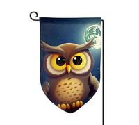 Drapeau de jardin de bienvenue pour extérieur de petite cour, 31,8 x 45,7 cm, double face, résistant aux intempéries, drapeau vertical hibou et lune jaune pour ferme, extérieur, pelouse, terrasse