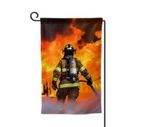 Drapeau de jardin de bienvenue pour extérieur de petite cour, 31,8 x 45,7 cm, double face, résistant aux intempéries, drapeau de maison, pompier, flamme, drapeau vertical pour ferme, extérieur