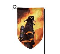 Drapeau de jardin de bienvenue pour extérieur de petite cour, 31,8 x 45,7 cm, double face, résistant aux intempéries, drapeau de maison, pompier, flamme, drapeau vertical pour ferme, extérieur