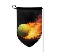 Drapeau de jardin de bienvenue pour extérieur de petite cour, 31,8 x 45,7 cm, double face, résistant aux intempéries, drapeau de maison, drapeau de maison brûlant des images de tennis, drapeaux